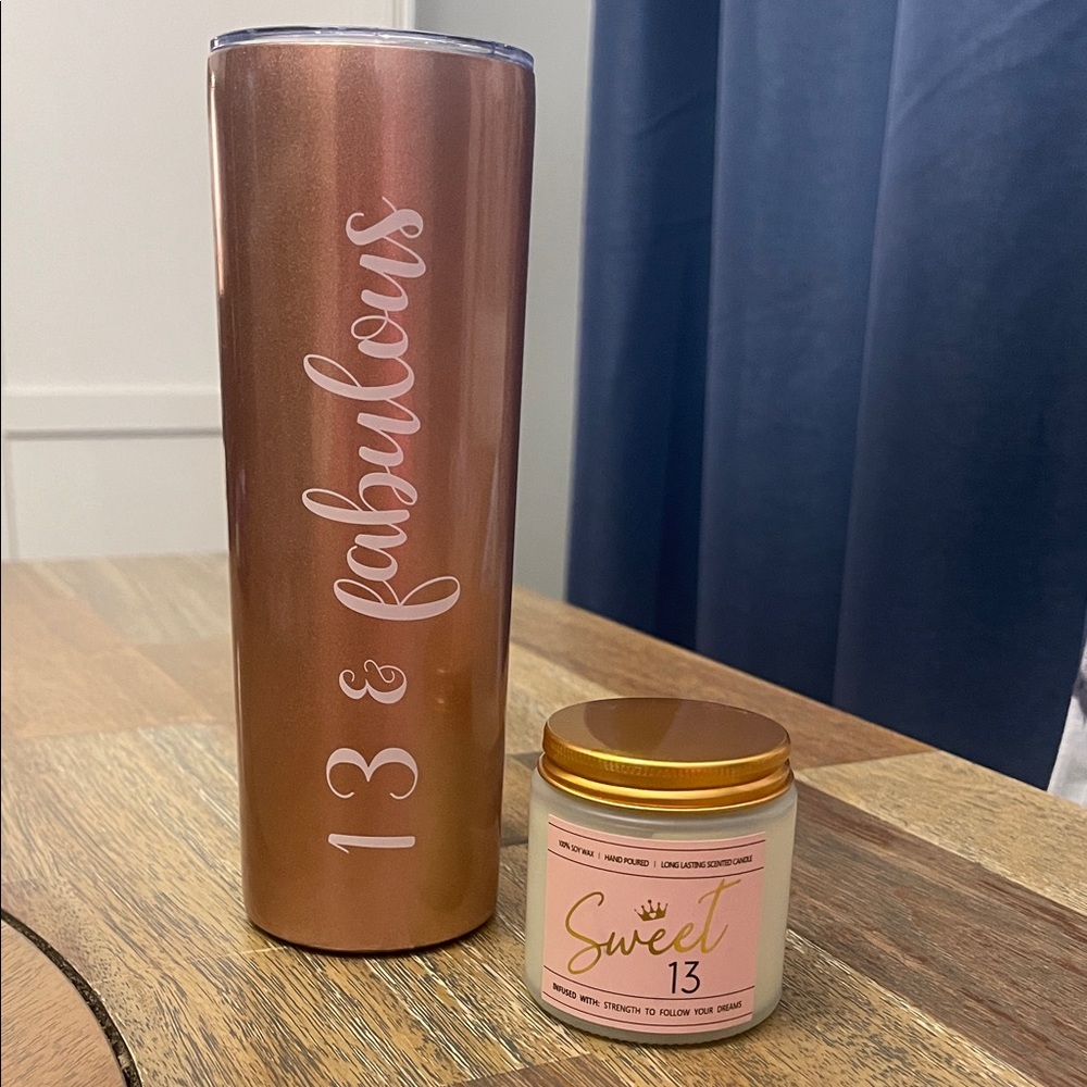 Sweet 13 Scented Candle and Tumbler
